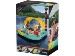 Bestway Watersport-Blauw En Geel Opblaaseiland Met Afneembaar Zonnescherm - 291 X 265 Cm - Sunari Van