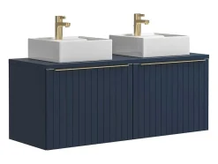 Vente-unique Dubbele Wastafel-Blauw Hangend Badkamermeubel Met Dubbele Wastafel - 120 Cm - Josepha