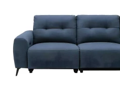 Vente-unique Elektrische Relaxbanken-Blauwe Stoffen Hoekbank Rechts Neruda
