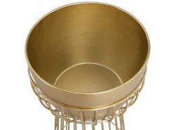 OZAIA Aanbiedingen: Woonaccessoires-Bloembak Met Draadstructuur Van Metaal - D30 X H71 Cm - Goudkleurig - Cemoro