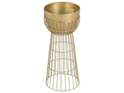 OZAIA Aanbiedingen: Woonaccessoires-Bloembak Met Draadstructuur Van Metaal - D30 X H71 Cm - Goudkleurig - Cemoro