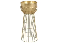 OZAIA Aanbiedingen: Woonaccessoires-Bloembak Met Draadstructuur Van Metaal - D30 X H71 Cm - Goudkleurig - Cemoro