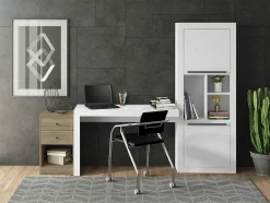 Vente-unique Boekenkast & Vitrine-Boekenkast Evan - 2 Kasten En 3 Nissen - Wit