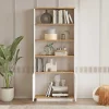 Vente-unique Boekenkast & Vitrine-Boekenkast Met 2 Deuren En 4 Nissen - Licht Naturel En Wit - Lotula