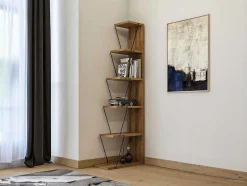 Vente-unique Boekenkast & Vitrine-Boekenkast Met 5 Planken - Naturel En Zwart - Delory
