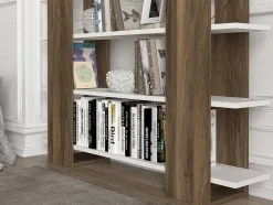 Vente-unique Boekenkast & Vitrine-Boekenkast Met 5 Planken - Naturel En Wit - Zoryn
