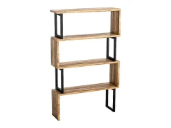 Vente-unique Boekenkast & Vitrine-Boekenkast Met 3 Planken Van Metaal - Licht Naturel En Zwart - Roveni
