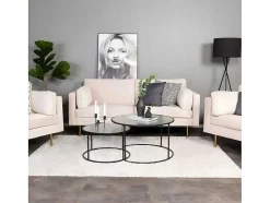 Vente-unique Stoffen Zitbank-Boom Bank 3 Persoons Beige.