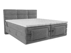 Palacio Elektrisch Relaxatiebed-Boxspring-Hoofdbord + Elektrische Lattenbodem + Matras + Opleg - 2 X 90 X 200 Cm - Lichtgrijs - Lodi Van