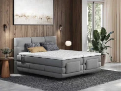 Palacio Elektrisch Relaxatiebed-Boxspring-Hoofdbordset + Elektrische Relax-Lattenbodem + Matras + Opleg 2 X 80 X 200 Cm Lichtgrijs - Lodi Van