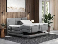 Palacio Elektrisch Relaxatiebed-Boxspring-Hoofdbordset + Elektrische Relax-Lattenbodem + Matras + Opleg 2 X 80 X 200 Cm Lichtgrijs - Lodi Van