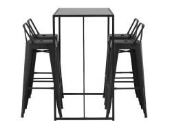 Vente-unique Barmeubel-Brea Barmeubelset Bartafel Zwart En 4 Tempe Barstoelen Zwart.