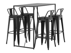 Vente-unique Barmeubel-Brea Barmeubelset Bartafel Zwart En 4 Tempe Barstoelen Zwart.