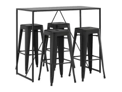 Vente-unique Barmeubel-Brea Barmeubelset Bartafel Zwart En 4 Tempe Barstoelen Zwart.