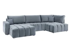 Vente-unique Xxl Hoekbank-Brede Hoekslaapbank Met Hoek Links Van Grijs Velours Esilia Ii