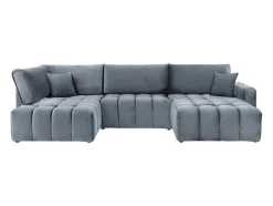 Vente-unique Xxl Hoekbank-Brede Hoekslaapbank Met Hoek Rechts Van Grijs Velours Esilia Ii