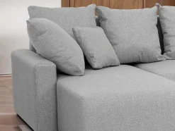 Vente-unique Xxl Hoekbank-Brede Hoekslaapbank Met Lichtgrijze Stoffen Bekleding Ladazia