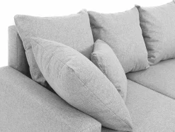 Vente-unique Xxl Hoekbank-Brede Hoekslaapbank Met Lichtgrijze Stoffen Bekleding Ladazia