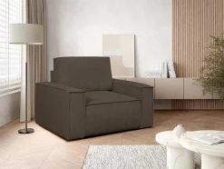 Vente-unique Fauteuil Stof Fluweel / Suedine-Bruine Fauteuil Van Ribfluweel Amelia