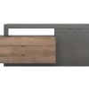 Vente-unique Buffetkast-Buffet Met 2 Deuren, 3 Laden En 1 Niche - Donker Natuurlijk En Antraciet - Ruselo