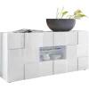 Vente-unique Buffetkast-Buffetkast Calisto - Met Led-Verlichting - Twee Poorten En Twee Lades - Wit Gelakt