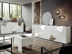 Vente-unique Buffetkast-Buffetkast Cantiano - 4 Deuren - Witgelakt