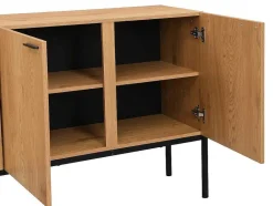 Vente-unique Buffetkast-Buffetkast Met 4 Deuren - Licht Naturel En Zwart - Memphis Ii
