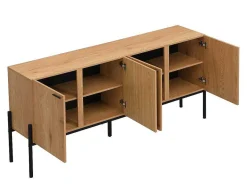 Vente-unique Buffetkast-Buffetkast Met 4 Deuren - Licht Naturel En Zwart - Memphis Ii