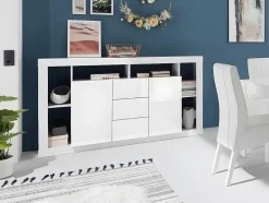 Vente-unique Buffetkast-Buffetkast Met 2 Deuren En 3 Laden - Wit Gelakt - Balka