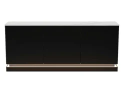 PASCAL MORABITO Buffetkast-Buffetkast Met 3 Deuren En Ledverlichting Van Mdf - Zwart Met Wit Marmereffect - Devika Van