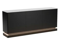 PASCAL MORABITO Buffetkast-Buffetkast Met 3 Deuren En Ledverlichting Van Mdf - Zwart Met Wit Marmereffect - Devika Van
