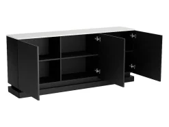PASCAL MORABITO Buffetkast-Buffetkast Met 3 Deuren En Ledverlichting Van Mdf - Zwart Met Wit Marmereffect - Devika Van