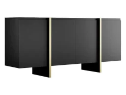 Vente-unique Buffetkast-Buffetkast Met 4 Deuren Van Mdf - Zwart En Goudkleurig - Luvonia
