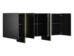 Vente-unique Buffetkast-Buffetkast Met 4 Deuren Van Mdf - Zwart En Goudkleurig - Luvonia