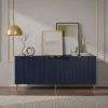 Vente-unique Buffetkast-Buffetkast Met 4 Deurtjes Van Mdf En Staal - Blauw En Goudkleurig - Yesinia