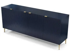 Vente-unique Buffetkast-Buffetkast Met 4 Deurtjes Van Mdf En Staal - Blauw En Goudkleurig - Yesinia