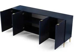 Vente-unique Buffetkast-Buffetkast Met 4 Deurtjes Van Mdf En Staal - Blauw En Goudkleurig - Yesinia
