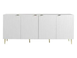 Vente-unique Buffetkast-Buffetkast Met 4 Deurtjes Van Mdf En Staal - Wit En Goudkleurig - Yesinia