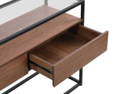 Vente-unique Sidetable-Buffetkast Met 2 Lades Van Mdf, Gehard Glas En Metaal - Donker Naturel - Camata