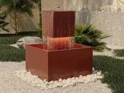 MYLIA Tuindecoratie-Buitenfontein Van Roestvrij Staal Met Ledverlichting - H65 Cm - Terracotta - Cardina