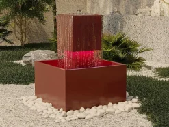 MYLIA Tuindecoratie-Buitenfontein Van Roestvrij Staal Met Ledverlichting - H65 Cm - Terracotta - Cardina