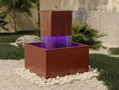 MYLIA Tuindecoratie-Buitenfontein Van Roestvrij Staal Met Ledverlichting - H65 Cm - Terracotta - Cardina