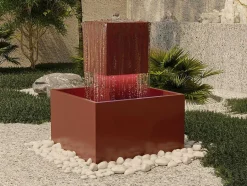 MYLIA Tuindecoratie-Buitenfontein Van Roestvrij Staal Met Ledverlichting - H65 Cm - Terracotta - Cardina