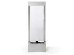 MYLIA Tuindecoratie-Buitenfontein Van Roestvrij Staal En Glas Met Ledverlichting - H108 Cm - Zilverkleurig - Panga