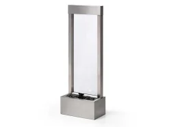 MYLIA Tuindecoratie-Buitenfontein Van Roestvrij Staal En Glas Met Ledverlichting - H108 Cm - Zilverkleurig - Panga