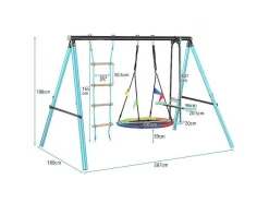 ModernLuxe Spel Voor Buiten-Buitenspellen Metalen Frame - In Hoogte Verstelbare Schommel- En Klimladder - Geschikt Voor Kinderen Vanaf 3 Jaar - Blauw