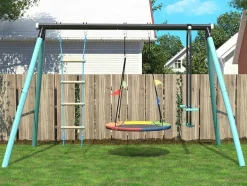 ModernLuxe Spel Voor Buiten-Buitenspellen Metalen Frame - In Hoogte Verstelbare Schommel- En Klimladder - Geschikt Voor Kinderen Vanaf 3 Jaar - Blauw