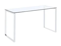 Vente-unique Bureaumeubel-Bureau Freya - Gehard Glas En Verchroomd Metaal