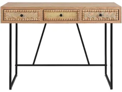 Vente-unique Bureaumeubel-Bureau Met 3 Lades - Mdf En Metaal - Kleuren: Naturel En Zwart - Akivi