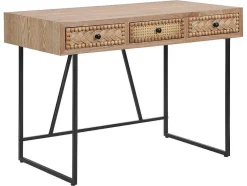 Vente-unique Bureaumeubel-Bureau Met 3 Lades - Mdf En Metaal - Kleuren: Naturel En Zwart - Akivi